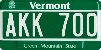 VT license plate AKK700