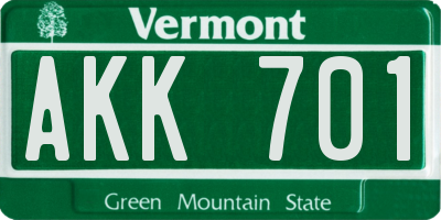 VT license plate AKK701