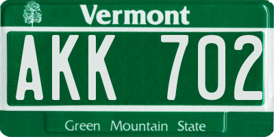 VT license plate AKK702