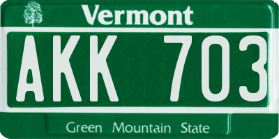 VT license plate AKK703