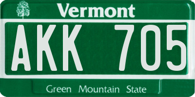 VT license plate AKK705