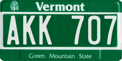 VT license plate AKK707