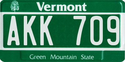 VT license plate AKK709