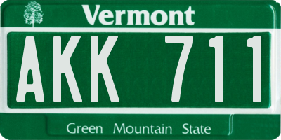 VT license plate AKK711