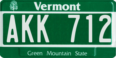 VT license plate AKK712