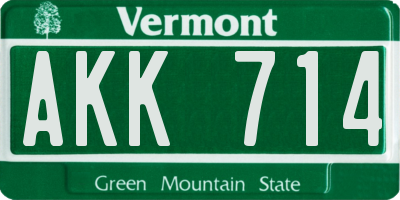 VT license plate AKK714