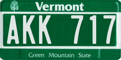 VT license plate AKK717