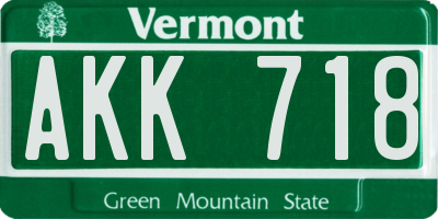 VT license plate AKK718
