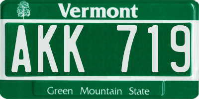 VT license plate AKK719
