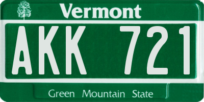 VT license plate AKK721