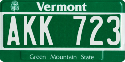 VT license plate AKK723