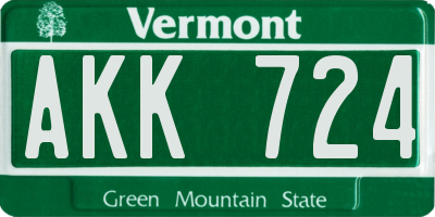 VT license plate AKK724