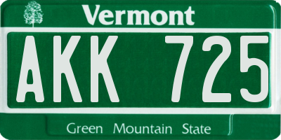 VT license plate AKK725