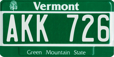 VT license plate AKK726