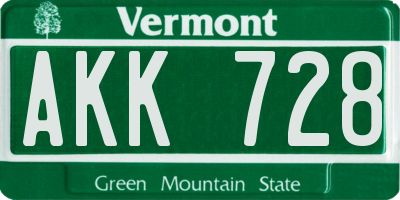 VT license plate AKK728