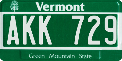 VT license plate AKK729