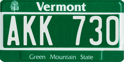VT license plate AKK730