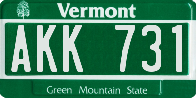 VT license plate AKK731