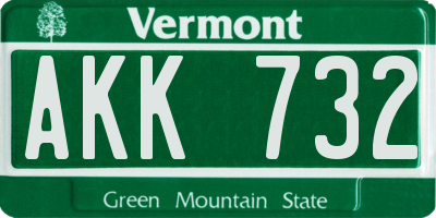 VT license plate AKK732