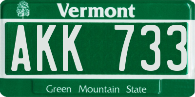 VT license plate AKK733
