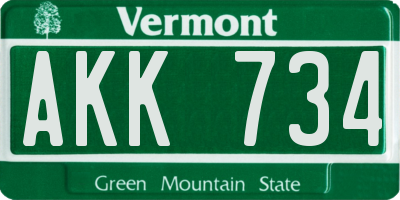 VT license plate AKK734