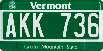 VT license plate AKK736