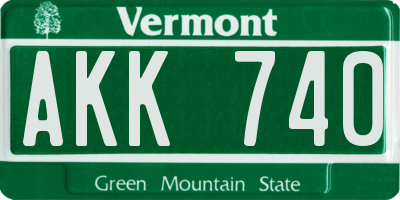 VT license plate AKK740