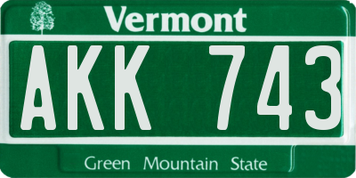 VT license plate AKK743