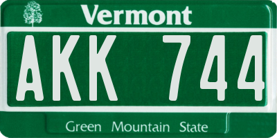 VT license plate AKK744