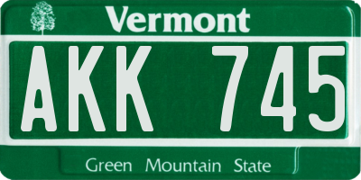 VT license plate AKK745