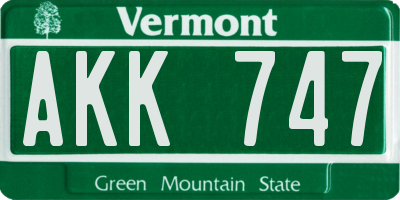 VT license plate AKK747