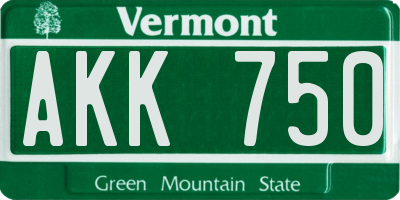 VT license plate AKK750
