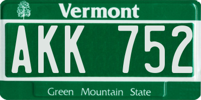 VT license plate AKK752