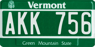 VT license plate AKK756