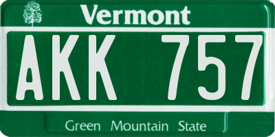 VT license plate AKK757