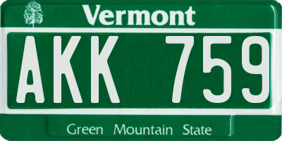 VT license plate AKK759