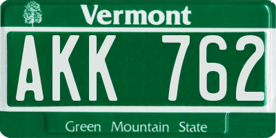 VT license plate AKK762