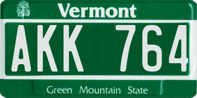 VT license plate AKK764