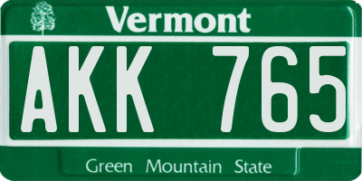 VT license plate AKK765