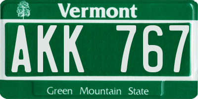 VT license plate AKK767