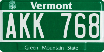 VT license plate AKK768