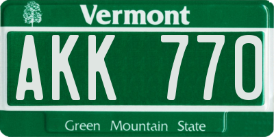 VT license plate AKK770