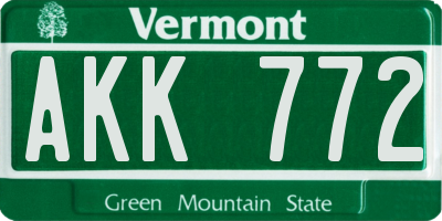 VT license plate AKK772