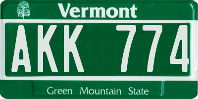 VT license plate AKK774