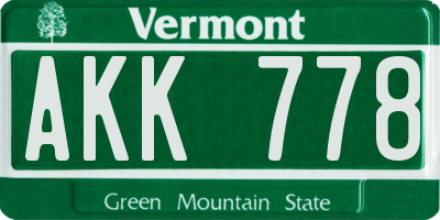 VT license plate AKK778
