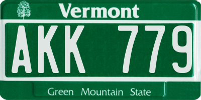 VT license plate AKK779