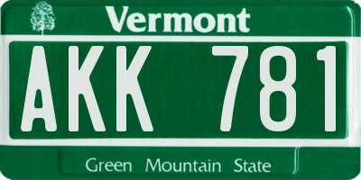 VT license plate AKK781