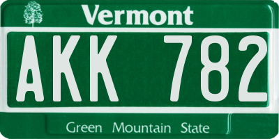 VT license plate AKK782