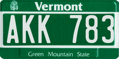 VT license plate AKK783