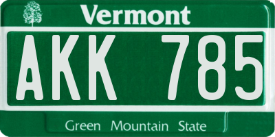 VT license plate AKK785
